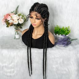 32 inches Large Four Braid Lace Wig for Black Women Braided Wig Full Lace Box Braids Wig Women Synthetic Braided