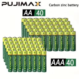 PUJIMAX 240/160/80/40-Piece AAA + AA Battery Pack, 1.5V Carbon-Based Battery, Suitable for Wireless Mice, Remote Controls, Jack-O'-Lanterns, Christmas Gifts, Razors, Etc., Non-Rechargeable