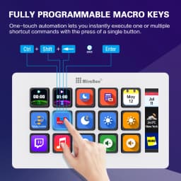 MiraBox 293S Stream Deck Macro Keypad โ 15 Customizable LCD Keys for OBS, Music, Web & Productivity, Drag & Drop Setup