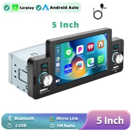 Podofo Carplay Android Auto Car Radio MP5 Player 5 Inch 1 Din Universal Multimedia Player HD Touch Screen BT FM