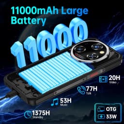 OUKITEL WP55 5G Rugged Smartphone - 36GB+256GB/2TB Android 15 Rugged Phone, 11000mAh Battery,6.6" FHD+ 120hz Phone,108MP Main Camera,Mobile Phones,IP68 IP69K MIL-STD-810H Waterproof Shockproof Dustproof,Outdoor Construction Work Smartphone OTG