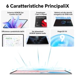 12.1-inch HONOR Pad 10, 120 Hz, HONOR Eye Comfort 2.5K display, 8 GB/256 GB, Wi-Fi, 10,100 mAh drums, 4 nm Snapdragon 7 Gen 3 processor, AI efficiency, 6 speakers, Android 15, gray