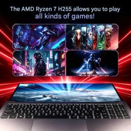 ACEMAGIC S16 16 Inch Laptop 24GB LPDDR5 RAM 512GB SSD AMD Ryzen 7 H255 Windows 11 Pro WiFi 6 Notebook AMD Radeon™ 780M Backlit Keyboard up to 4.9GHz 180° Foldable