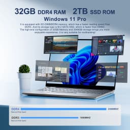 16 Inch 4K Windows 11 Pro Laptop | Intel 12th Gen N95 32GB DDR4 + 2TB M.2 SSD All-Round Notebook Fingerprint Unlock