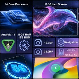 2026 Global Version New Tablet 20000mAh  16GB+1T 10.36inch HD 4K Android13 5G Dual SIM Phone Call WiFi GPS WPS Tablet PC
