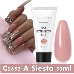 Makartt HEMA-Free Poly Nail Extension Gel 50ml, Hybrid Acrygel Builder Multi-Color, Long-Lasting French Manicure DIY Nail Art