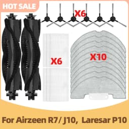 Compatible For Airzeen R7/ J10, Laresar P10 Vacuum Parts Main Side Brush Filter Mop Cloth Replacement Accessories