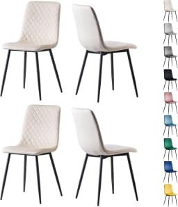 mcc direct Set of 4 Designer Velvet Fabric Dining Chairs Metal Legs Lexi Chairs