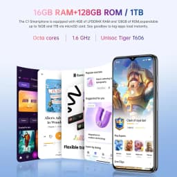 OUKITEL C1 Android 15 Cell Phone Unlocked 2025-16GB+128GB(TF 1TB), 6.52'' Waterdrop Screen, 5150mAh Battery Smartphone, 13MP Camera