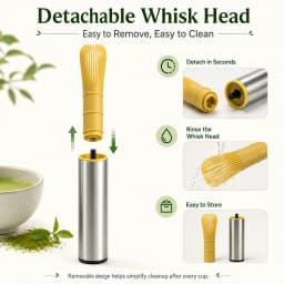 Portable USB Rechargeable Matcha Mixer with Bamboo-Style Whisk Head and Protective Storage Cover for Green Tea Preparation