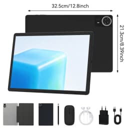 14.1 inch G140L Tablet PC Bundle Android 15, 30GB (6+24G Virtual) RAM+256GB Storage, A733 Octa Core,1920*1200 IPS Screen,10000mAh Battery, Dual Band WiFi, GPS, Full Accessories Kit for Entertainment
