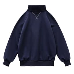 Maden Women’s Vintage Navy Half-zip Sweatshirt Stand Collar Pullover Long Sleeve Preppy Style Cotton Retro Casual Tops Fall