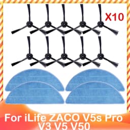 For ILife ZACO V5s Pro V3 V5 V5s V3s V50 X5 Spare Side Brush HEPA Pre Filter Mop Cloth Robot Vacuum Cleaner