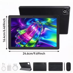 URAO X6ProL 10.1 Inch Android 16 AI Tablet PC 36GB(6GB+30GB) RAM 256GB ROM IPS Display A537 Octa‑Core 1TB TF Expand 6000mAh Battery WiFi 6 Full Kit with Keyboard Mouse Stylus Case Earphone for Study Work Entertainment Tablet Android