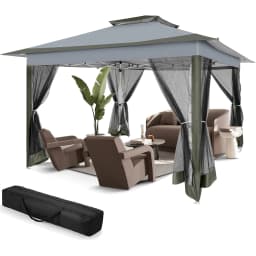 3x3M Waterproof Stable Folding Pavilion,Pop-up Garden Pavilion with 4 sidewalls Mosquito Net,Party tent,Double roof For Garden