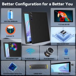 11.5 Inch Tablet PC G9 Octa‑Core A733 Android 15 30GB(6+24GB) RAM 128GB UFS ROM Widevine L1 8400mAh Dual Camera OTG WiFi BT5.3 US Local Warehouse