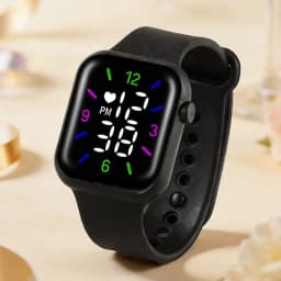 2-Piece Set of Black Silicone Digital Watches with a Simple Football Series Accessory Set, Suitable for Daily Wear and Holiday Parties No Smart Functions
