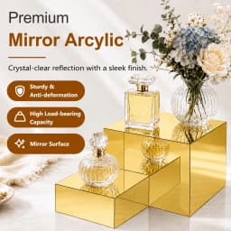 4Pcs Acrylic Display Stands Gold Food Risers for Buffet Table Clear Plastic Cake Stand Holder for Wedding Party Decor