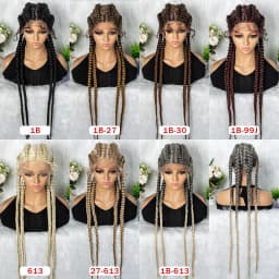 32 inches Large Four Braid Lace Wig for Black Women Braided Wig Full Lace Box Braids Wig Women Synthetic Braided