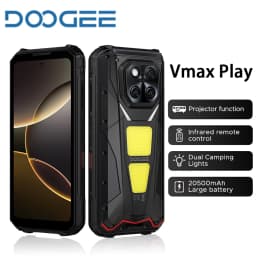 DOOGEE V Max Play Projector Rugged Phone 16GB+512GB 20500mAh 200MP Smartphon 5G 6.78" Display Dual Camping Lights Android 15 NFC