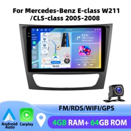 Podofo 4GB+64GB For Mercedes-Benz E-class W211 Car Radio Wireless Carplay Android Auto Multimedia Video Player 9 Inch GPS BT