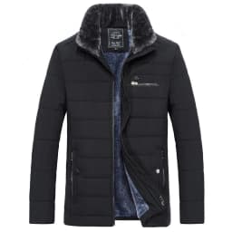 Men's Warm Jacket Winter Coats Fur Collar Windbreaker Cotton Padded Anorak Thick Black Coat Male Casual Fleece Jacket Men