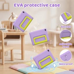 10.1 Inch Kids Tablet 24GB(3+21G) RAM 64GB ROM Android16 GMS Certified A333 Five-Core HD IPS 6000mAh Parental Control With Shockproof Silicone Case Stand Children Learning Tablet PC Purple Blue