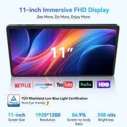 KINGRID W90 Tablet Android 15 Tablet PC 11 Inch - 24GB RAM 256GB ROM, Dual 4G LTE + 5G WiFi, Octa Core T615, 8000mAh, Gemini AI, WideVine L1