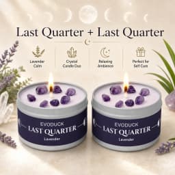Waning Moon Scented Candle Soy Wax Lavender Scented Candles Silver Tin with Purple Crystal Chips Bestfriend Gifts Gift for Woman
