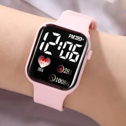 6-Piece Set of Children's Electronic Watches with Pink Butterfly Series Accessories, Luminous Led Time Display, No Smart Functions, Exquisite Birthday Gift, Delicate and Cute, for Girls