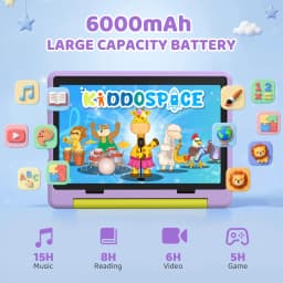 10.1 Inch Kids Tablet 24GB(3+21G) RAM 64GB ROM Android16 GMS Certified A333 Five-Core HD IPS 6000mAh Parental Control With Shockproof Silicone Case Stand Children Learning Tablet PC Purple Blue