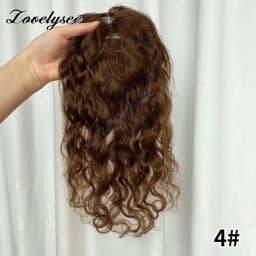 30 CM Short Wavy Hair Topper Replacement Hairpiece 9X14cm Short Clip in Curly Human Hair Topper Women for with Thinning Hair