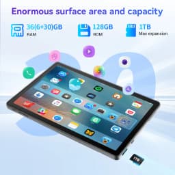 G13L Gray 10.1 Inch Android 16 Tablet PC Octa‑Core Processor 36GB(6+30GB Virtual) 128GB ROM 1TB Expand WiFi6 6800mAh Fast Charging 5MP+8MP Dual Camera Full Accessory Bundle Keyboard Mouse Stylus Case Headset Business Learning Tablet US Local Warehouse