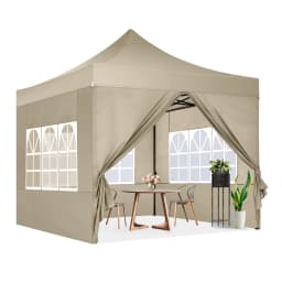 3x3m Folding Gazebo Waterproof stable Outdoor Pavilion,3 Height Adjustable,Party Tent with 4 Sidewalls For Garden,Camping,Market