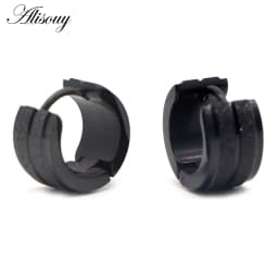 Alisouy 2pcs New Frosted Scrub Groove Ear Earring Stainless Steel Small Circle Hoop Earrings for Women Men Punk Piercing Jewelry