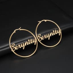 Sipuris Stainless Steel Personalized Customize Name Hoop Earrings Jewelry For Women Circle Earring Fashion 30-60 MM