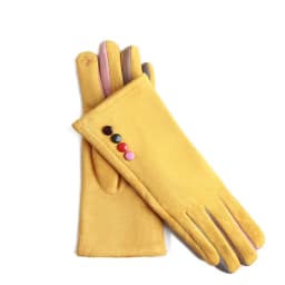 Winter Female Single Layer Warm Cashmere Full Finger Button Cycling Mittens Women Suede Leather Touch Screen Driving Gloves J23