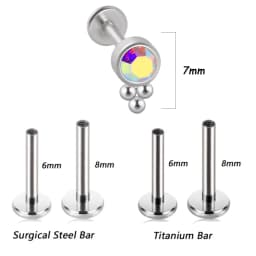 1PC G23 Titanium&Steel 16G CZ Gem Triangle Labret Lip Ring Crystal Cluster Ear Cartilage Tragus Helix Piercing Screw Fit Top 16g