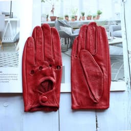 Women's Summer Full Finger Leather Gloves Breathable Single-Layer Sheepskin Fashionable Short Motorcycle Riding Gloves