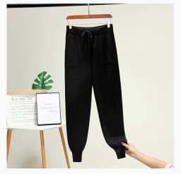 Women Elastic Waist Drawstring Trousers Thick Knitted Harem Pants Autumn Winter Sport swear Women'S Pants New Bottoms