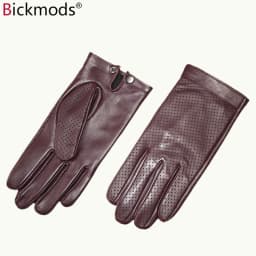 Men's Summer Leather Driving Gloves Touch Screen Compatible Breathable Thin Sheepskin Motorcycle Riding Driver Gloves New E
