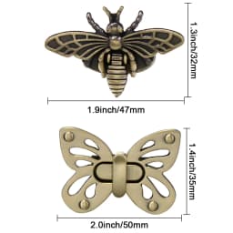 1Pcs Metal Bee/Butterfly Shape Turn Lock Retro Fashion Bag Clasp Hardware Buckle for DIY Leather Crafts Handbag Purse Accessory