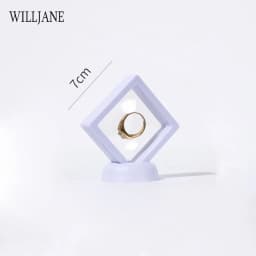 Gem Stones Ring Display Holder Transparent PE Film Jewelry Presentation Box Bracelet Pendant Frame Dustproof Stand 3D Suspension