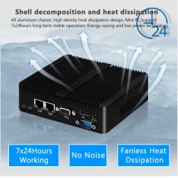Mini Industrial Fanless Mini PC Intel Celeron J6412 J1900 N2840 Dual Gigabit LAN HDMI VGA 4x USB IoT Windows10/7 Linux Debian