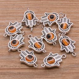 10PCS 13*22mm Fatima Hamsa Hand 10 Color Evil Eye Spacer Bead Connector For DIY Bracelets Necklace Jewelry Handmade Making