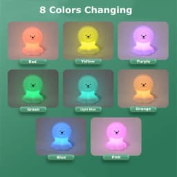 Silicone Lion LED Night Light Touch Sensor Remote Control 9 Colors Dimmable Timer USB Rechargeable Kids Baby Bedroom Lamp Gift