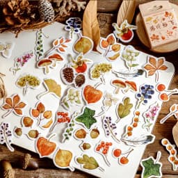 46pcs Autumn Fallen Leaves Plant Paper Mini Cute Box Stickers Set for Scrapbooking Journal Stationery Cute Flakes Diary Accessor