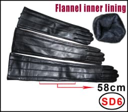 High-end Long Leather Gloves Women's,Leather Sleeve Arm Covers, Winter Warm Thick and Thin Driving Touch Screen Sheepskin Gloves