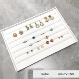 Classic White PU Leather Necklace Ring Earring Holder Jewelry Tray Series Jewelry Disply Jewellery Organizer Box