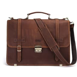 CONTACT'S Men's Bag Crazy Horse Leather Briefcase Men Business Bag For 14" Laptop Quality Leather Shoulder Messenger Bags Male
